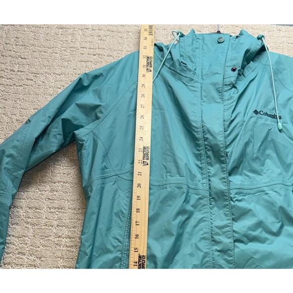 Columbia Women's Waterproof Breathable Jacket Size L Teal Omni-Tech Hooded Women - Picture 8 of 9